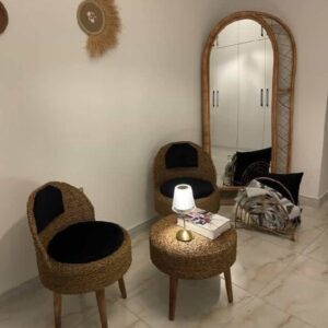 ست دونفره حصیری با میز گرد- مشکی